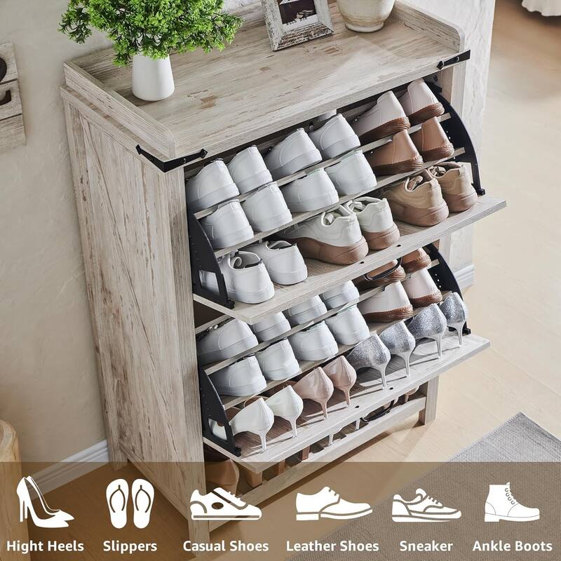Farmhouse Shoe Storage Cabinet, Shoe Organizer, Shoe Rack Cabinet