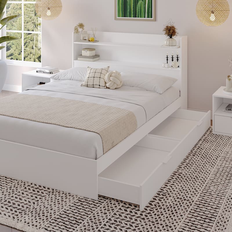 Hunter Platform Bed With Headboard And 2 Nightstands