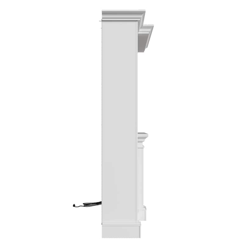 Electric Fireplace Mantel with Bookshelves, 115.5" Entertainment Center with Built-in Shelving