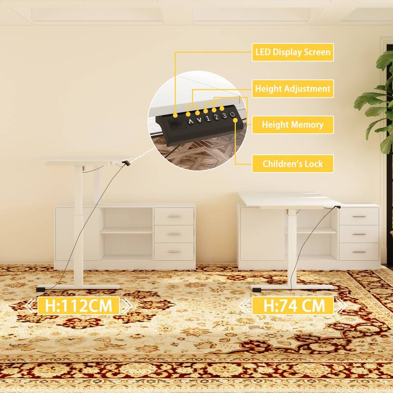 Super-Sized Standing Desk with Electric Lift - 63"x31.5"PC Desktop