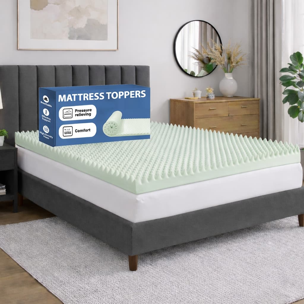 Onetan, Convoluted Egg Shell Breathable Foam Topper,Adds Comfort to Mattress