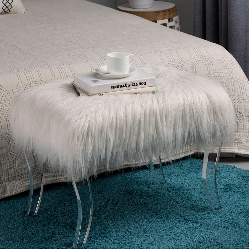 Glitzhome 24"L Modern Luxury Acrylic Ottoman Bench