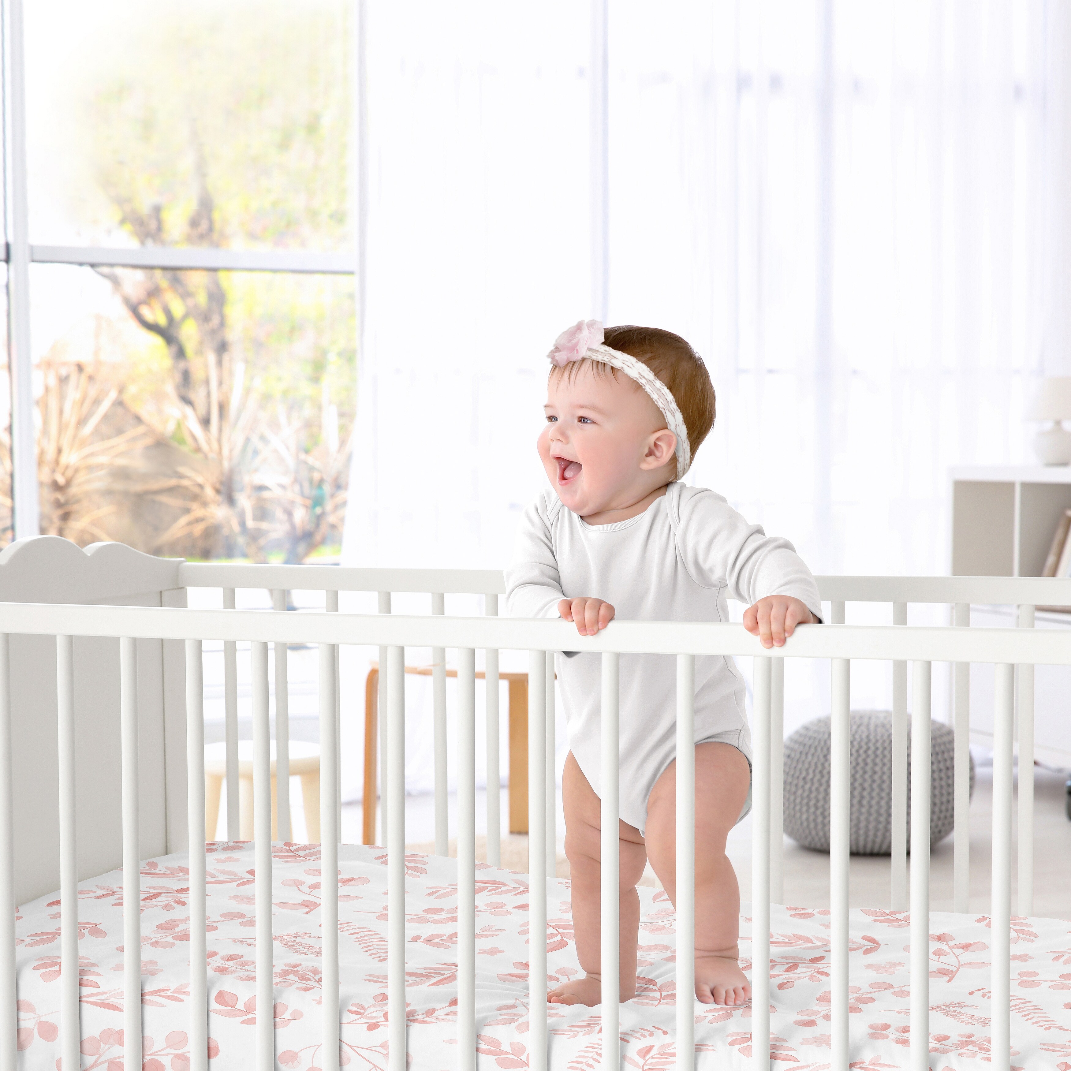 Blush floral crib sheet top