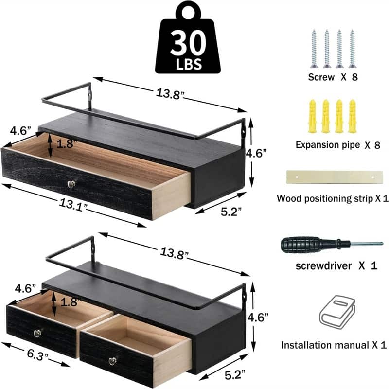 Floating Shelves for Wall Storage - 5.9"D x 16.2"W x 5.9"H