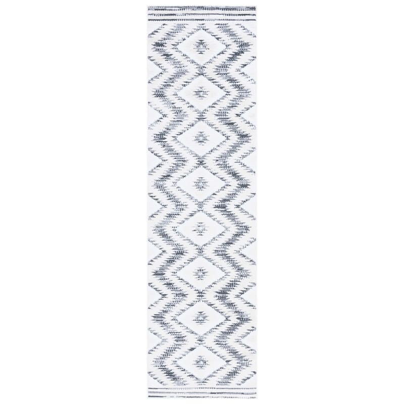 SAFAVIEH Alamo Ghica Rustic Boho Rug - 2'2" x 8' Runner - Ivory/Charcoal