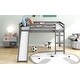 preview thumbnail 6 of 36, Full Size Multifunctional Wooden Loft Bed with Slide & Ladder for Kids