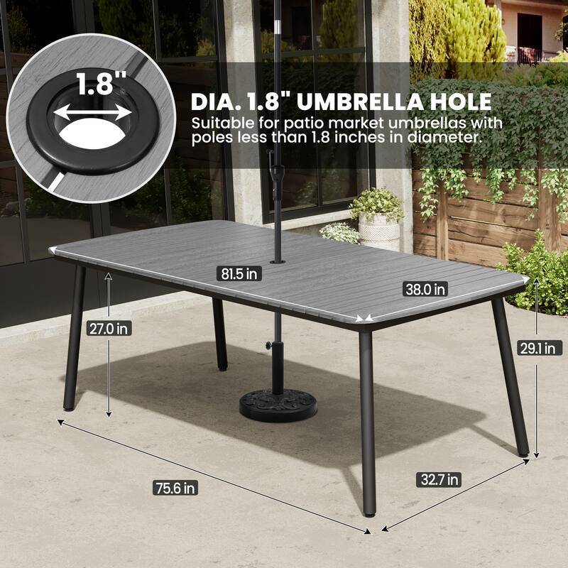 Outdoor Patio Dining Table Rectangular Aluminum Outdoor Table for 6/8/10 Person
