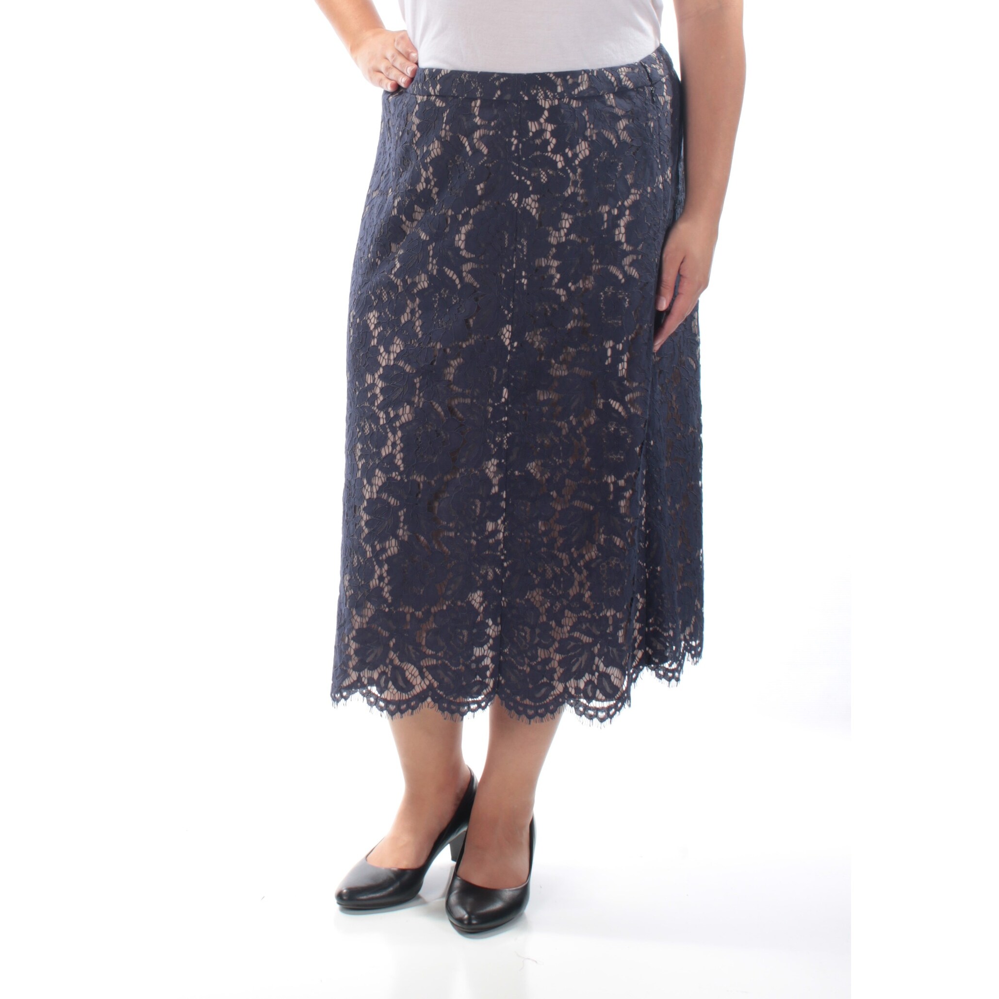 navy business skirt