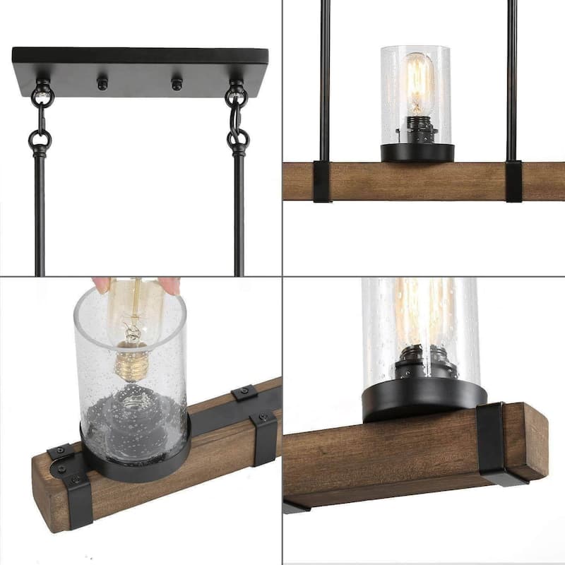 Modern Farmhouse 5-Light Wood Chandelier Rustic Island Lights for Dining Room