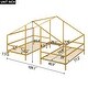 preview thumbnail 3 of 7, Metal Double Twin House Beds with Built-in Table, Gold