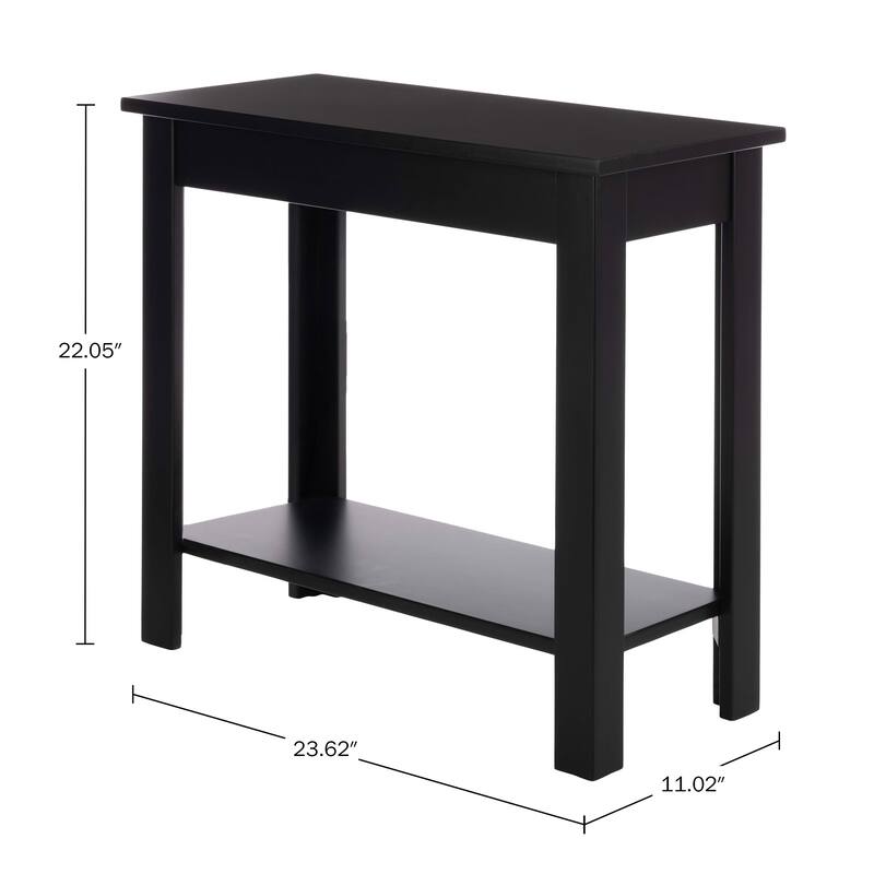 Lavish Home Narrow Side Table with Charging Station and Storage Shelf
