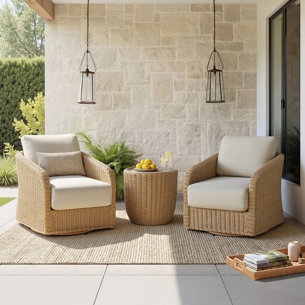 slide 2 of 30, Spruce & Spring Patio Fruniture Outdoor Swivel Chair and Side Table 2 Chair+1 Side Table
