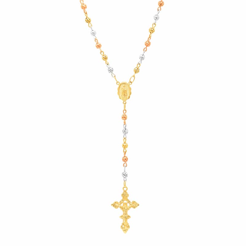 Roberto Martinez Gold or Platinum Plated 4 mm Bead Rosary Necklace
