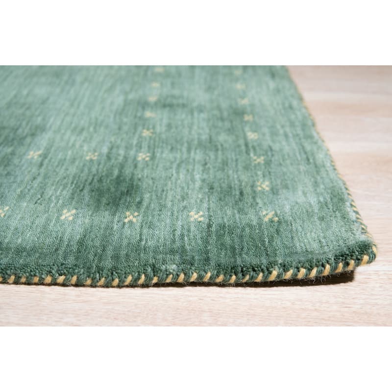 Hand Knotted Wool GREEN Modern Solid Modern Loom Area Rug