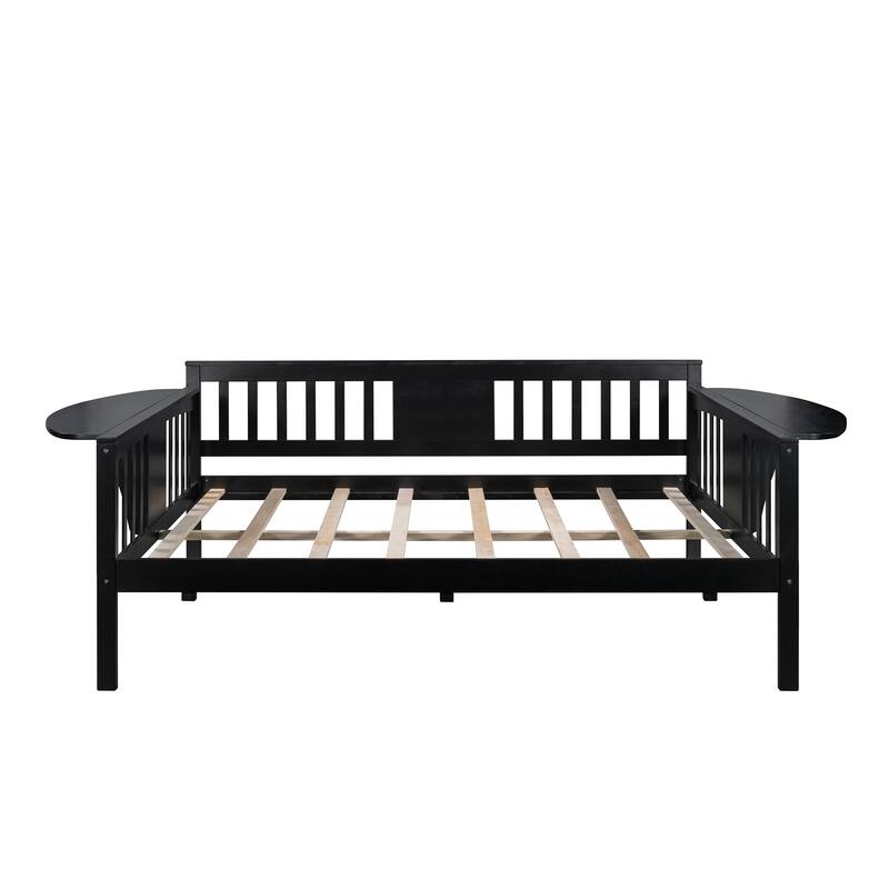 Versatile Design Full Size Espresso Daybed with Wood Slat Support and Pine Wood Construction