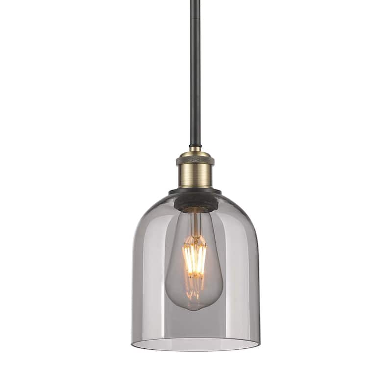 Innovations Lighting 516-1S-10-6 Bella Pendant Bella 6" Wide Mini - Black Antique Brass / Light Smoke