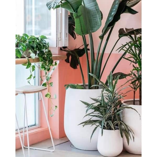 slide 2 of 30, DreamPatio La Mirada 1-piece Fiberstone Tapered Planter for Indoor/Outdoor