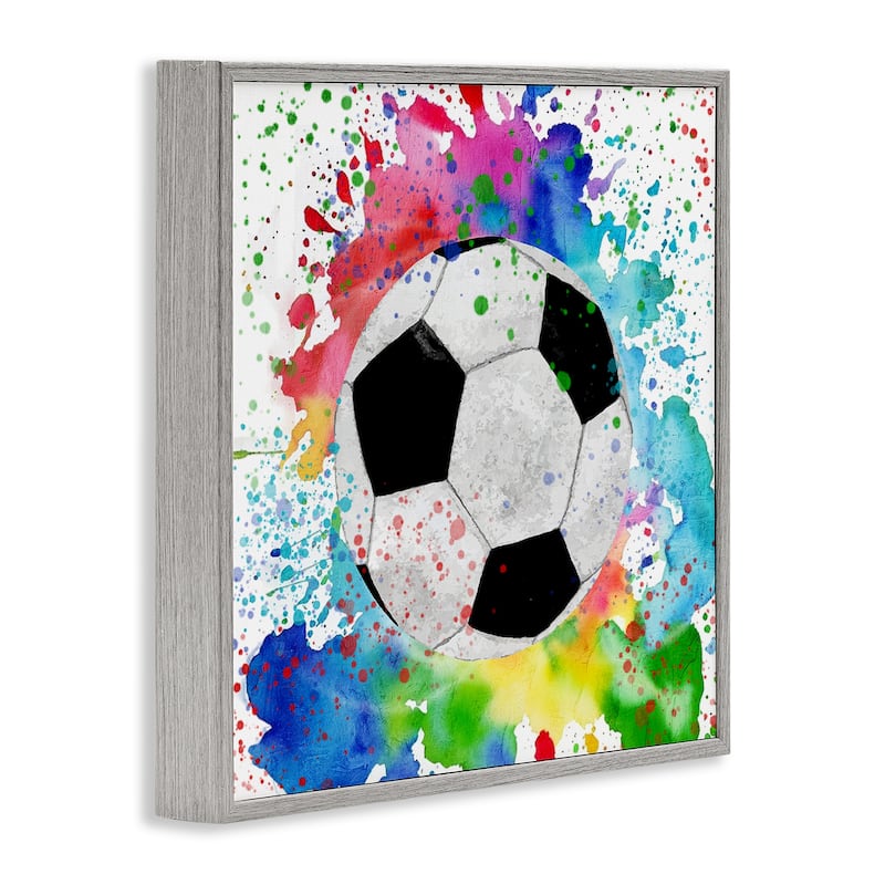 Stupell Vivid Splash & Soccer Ball Framed Giclee Art Design By Kim Allen