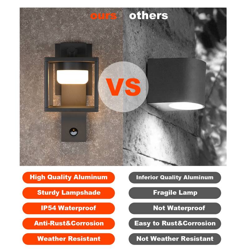 Outdoor Motion Sensor Wall Light - 650lm GX53 LED Bulb - Modern Wall Sconce - Waterproof