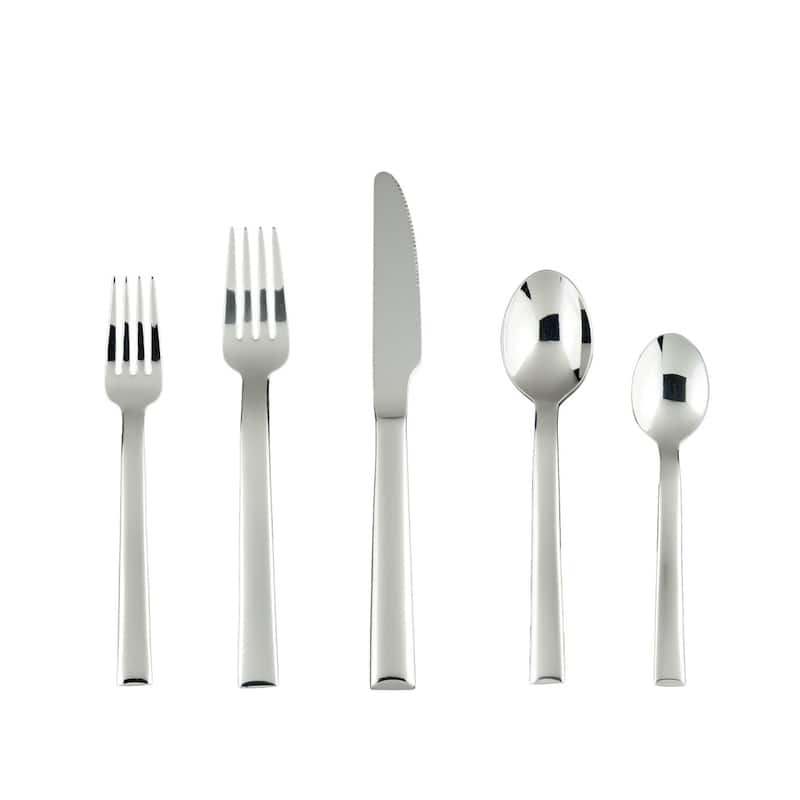 Fortessa Still 18/10 Stainless Steel, 5PC Flatware Set (Service for 1), Silver - 5 Piece Set