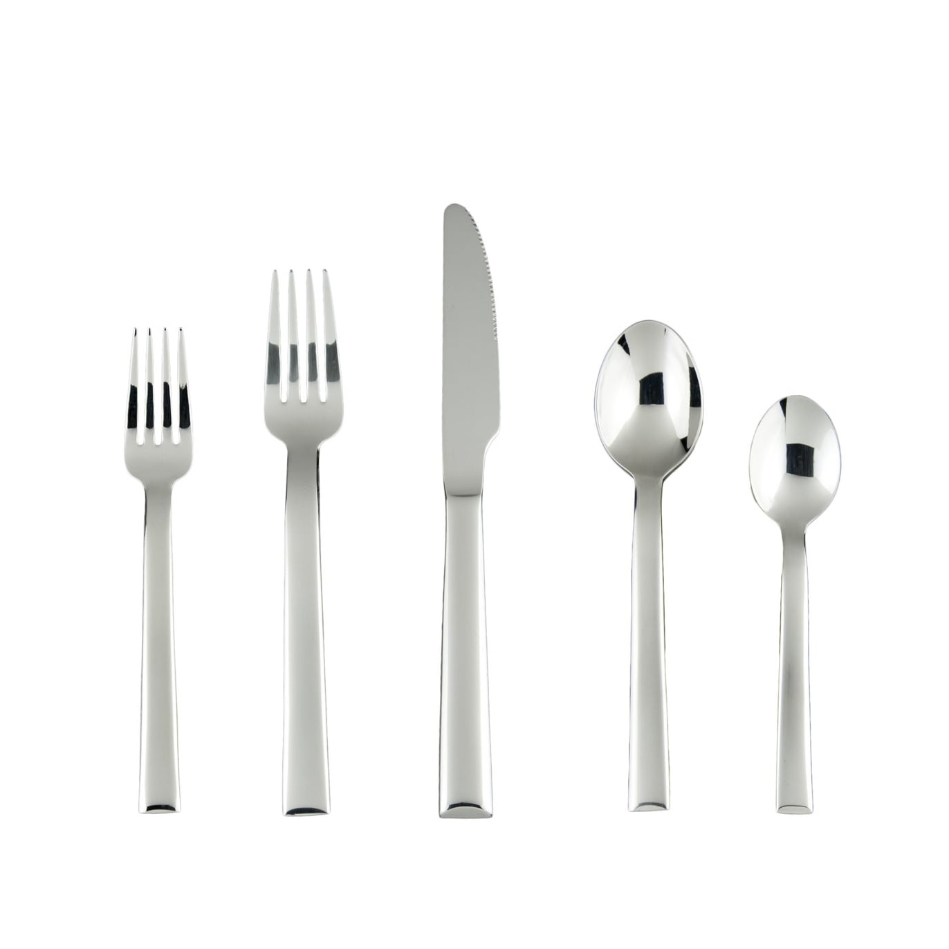 Fortessa Still 18/10 Stainless Steel, 5 Piece Flatware Set (Service for 1), Silver - 5 Piece Set