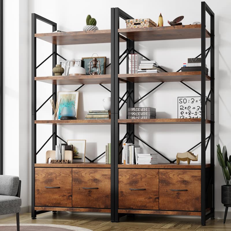 5-Tier Wood Storage Bookshelf with Anti-tipping
