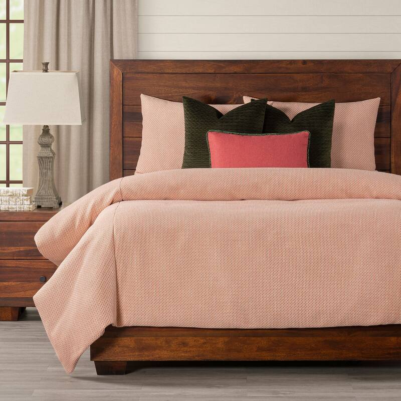Smithsonian Lattice Weave Duvet Cover Set - Lattice Rose - Queen - 7 Piece