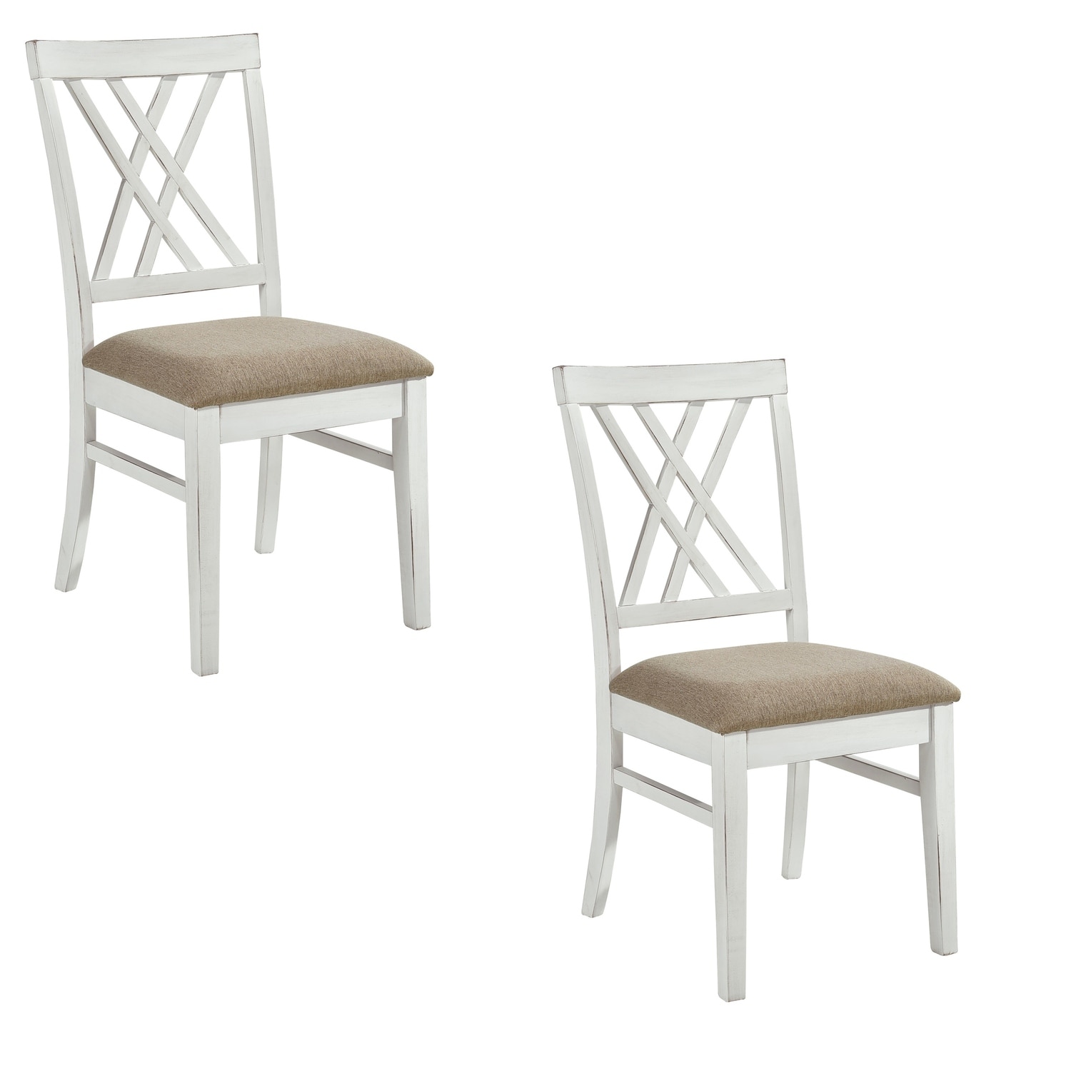White/Brown Fabric Upholstered Wood Frame Dining Chair, Set of 2, Sturdy Dining Chair for Dining Rooms - 19