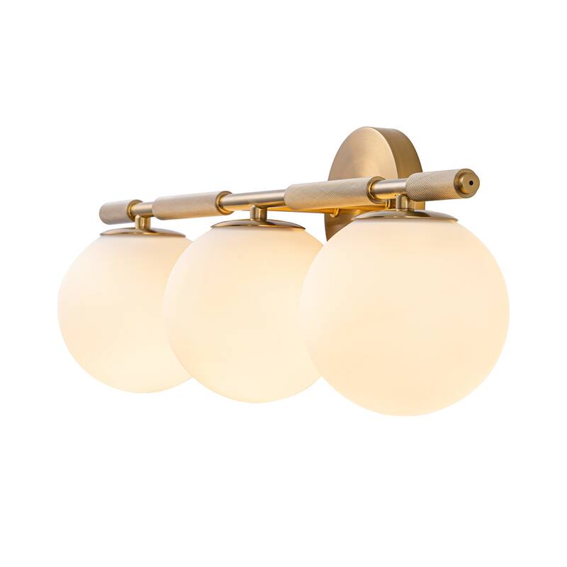 3-Light Modern Linear Bathroom Vanity Light with Opal Glass Globe - 23.2-in W x 6.9-in D x 8.3-in H