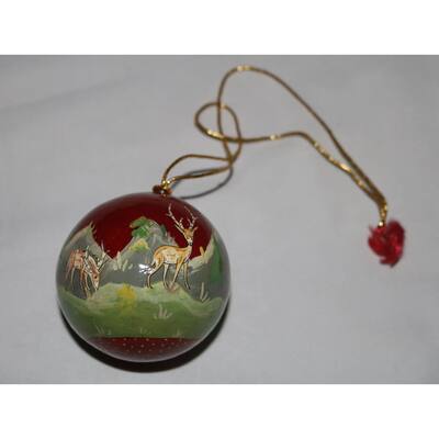 Handmade Christmas Ornaments Hand Painted by Artisan on Recycled Paper - Mir 10 - One Size