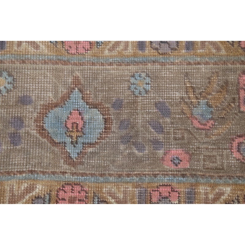 Distressed Brown Tabriz Persian Antique Rug Hand-Knotted Wool Carpet - 8'2"x 11'0"