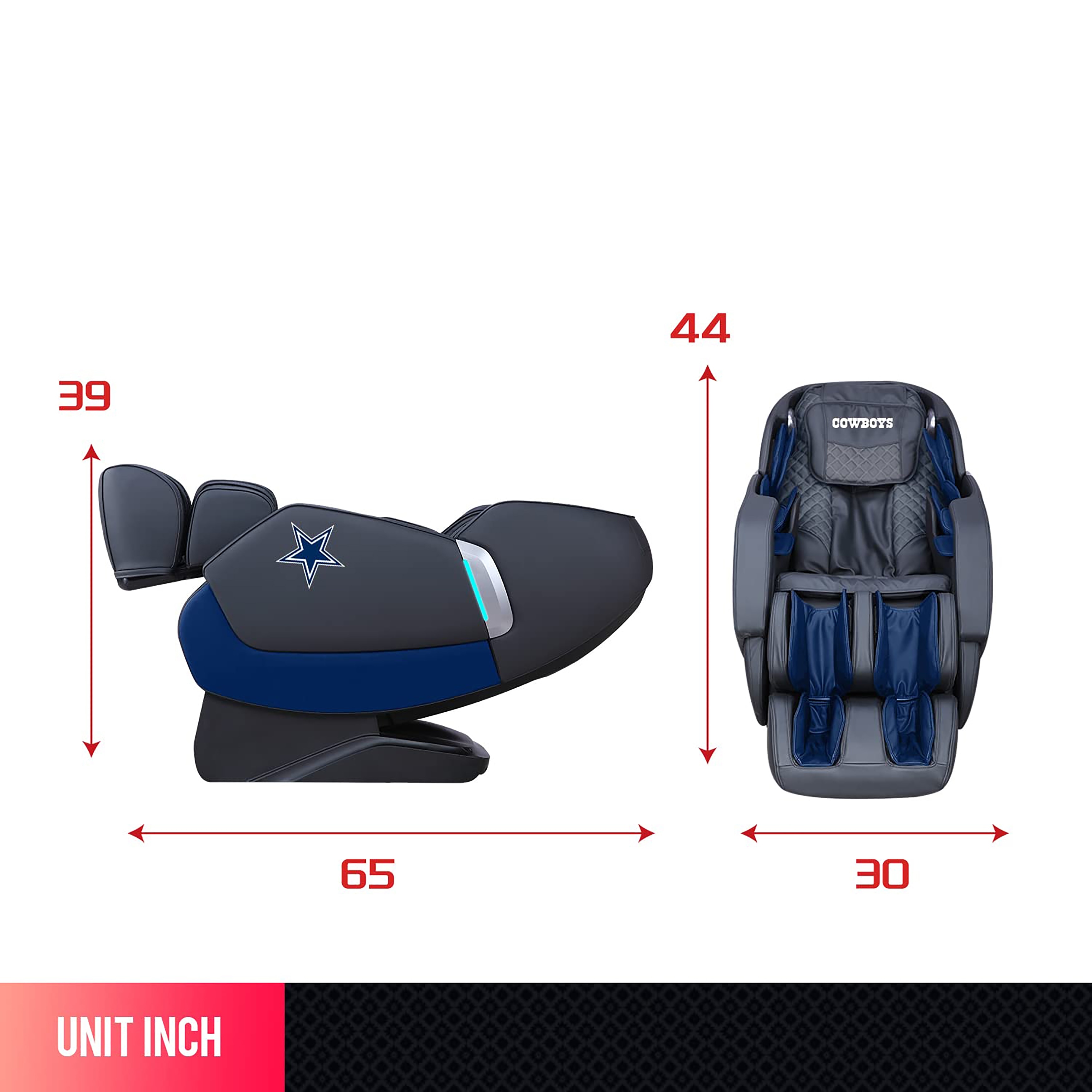 NFL Modern Leather Zero Gravity Massage Chair with Bluetooth