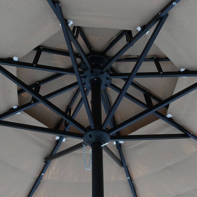 Clihome 9FT Patio 2-Top Hawaiian Style Thatch Umbrella With Lights