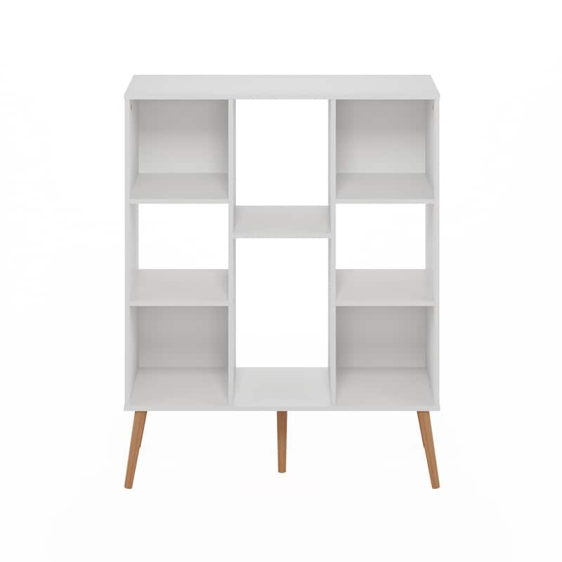 39.35 in. Tall White Wood 8-Shelf Bookcase