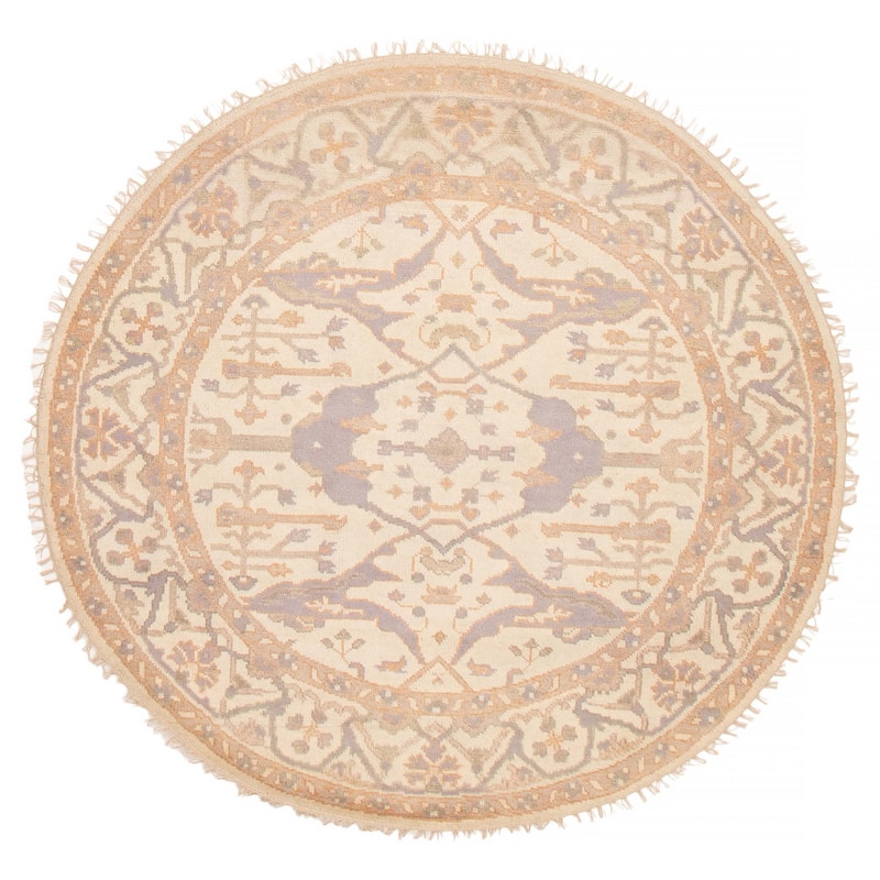 ECARPETGALLERY Hand-knotted Royal Oushak Ivory Wool Rug - 5'10 x 5'10 - Ivory - 5'10 x 5'10
