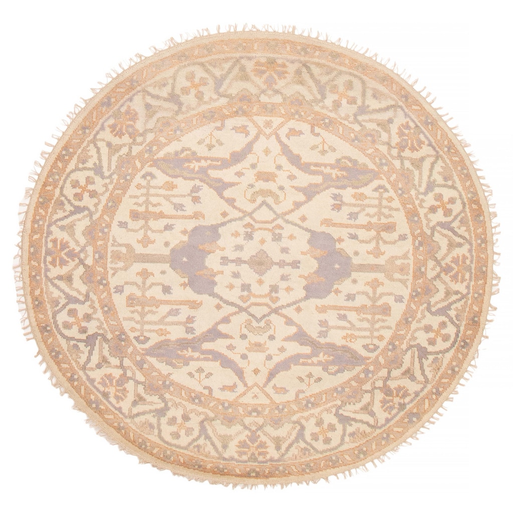 ECARPETGALLERY Hand-knotted Royal Oushak Ivory Wool Rug - 5'10 x 5'10
