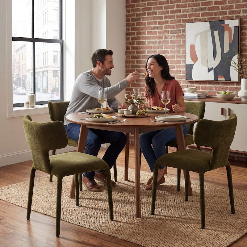 Modern Dining Chairs Set of 2, 18.9"Wx18.5"D Contemporary Fabric Side Chairs