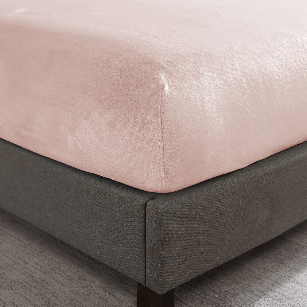 Swift Home Cozy Soft Velvet-Like Microplush Flannel Fitted Sheet