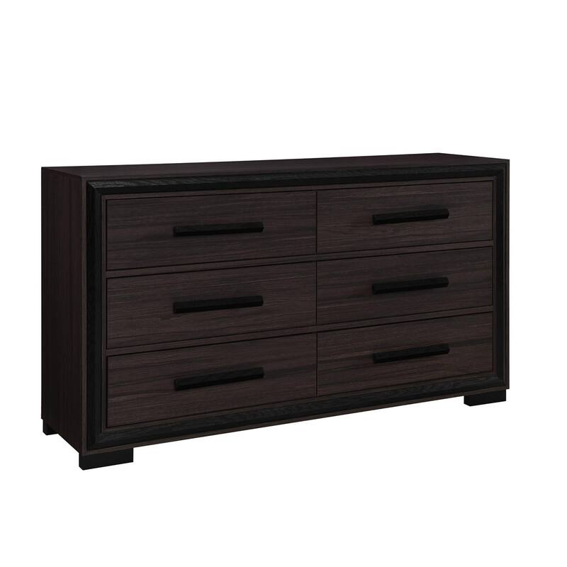 HomeRoots 60" Brown Wood Six Drawer Double Dresser