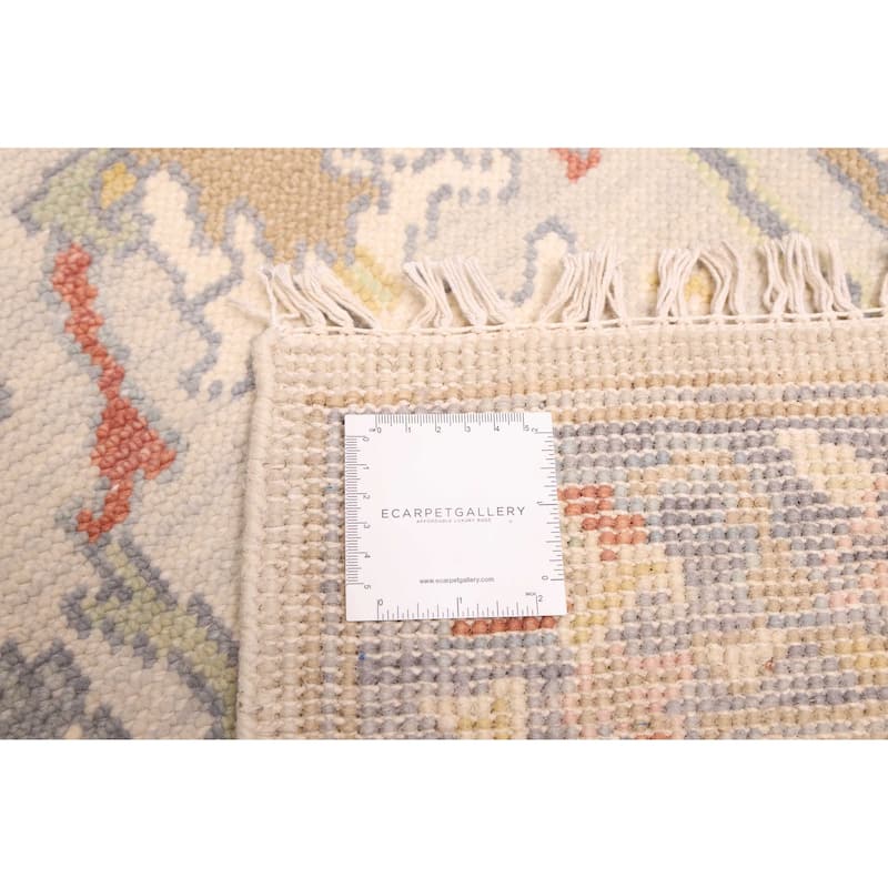 ECARPETGALLERY Hand-knotted Modern Oushak Light Grey Wool Rug - 2'8 x 7'11