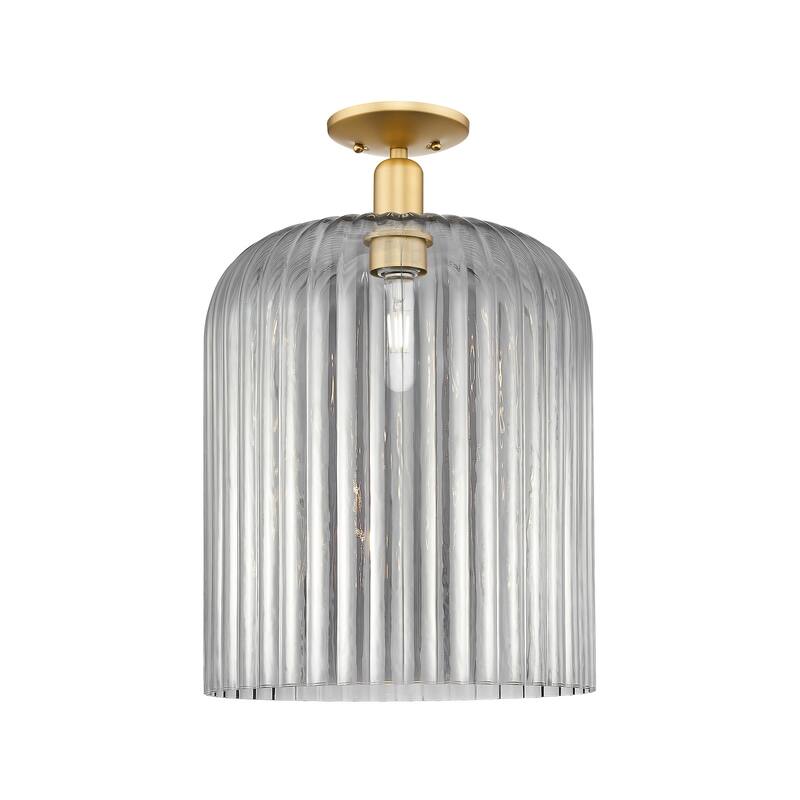 Innovations Lighting 716-1C-19-12 Bridal Veil Semi-Flush Bridal Veil - Satin Gold / Light Smoke