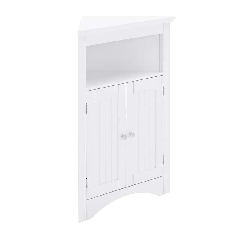 Versatile Corner Storage Solution - Freestanding Cabinet with Adjustable Shelves & Doors for Bathroom, Kitchen or Living Room‌