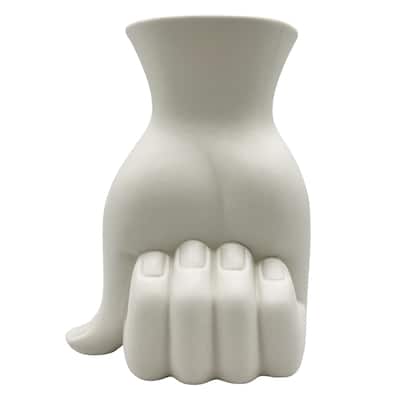 9 Inch Tall White Hand Ceramic Vase