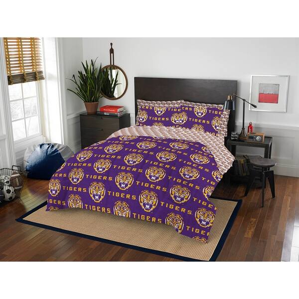 COL 769 LSU Louisiana State 7PC Rotary Queen BedinaBag Bed Bath