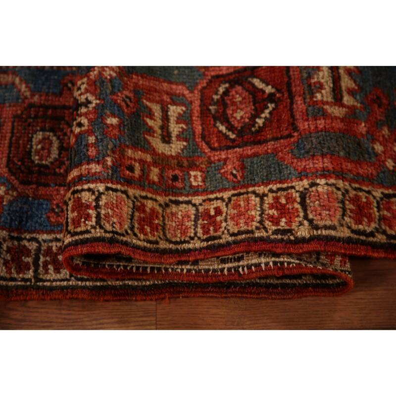 Pre-1900 Antique Vegetable Dye Heriz Serapi Persian Wool Carpet - 9'2" x 10'10"