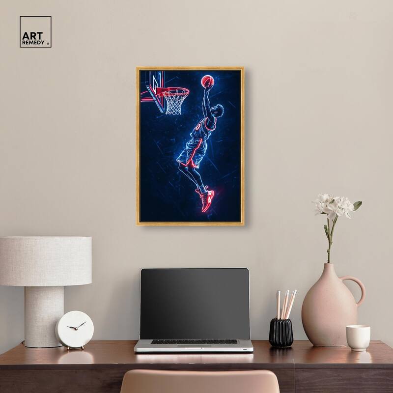 Shoot Some Hoops Neon Canvas by Art Remedy