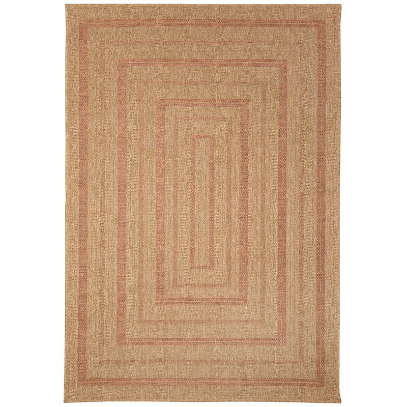 Liora Manne Sahara Multi Border Indoor/Outdoor Rug - 6'6" x 9'4" - Terracotta