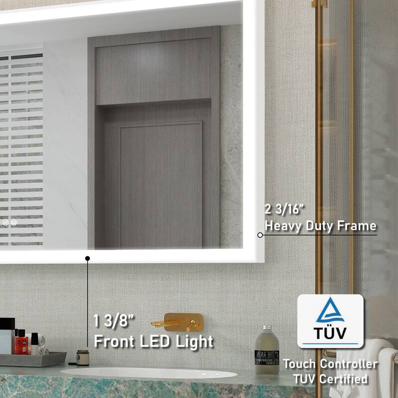 Wall Mounted Bathroom Heavy Duty Framed LED Mirror With bright light And And Memory Function