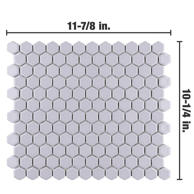 Merola Tile Metro 1" Hex Glossy Lavender 10-1/4" x 11-7/8" Porcelain Floor and Wall Tile