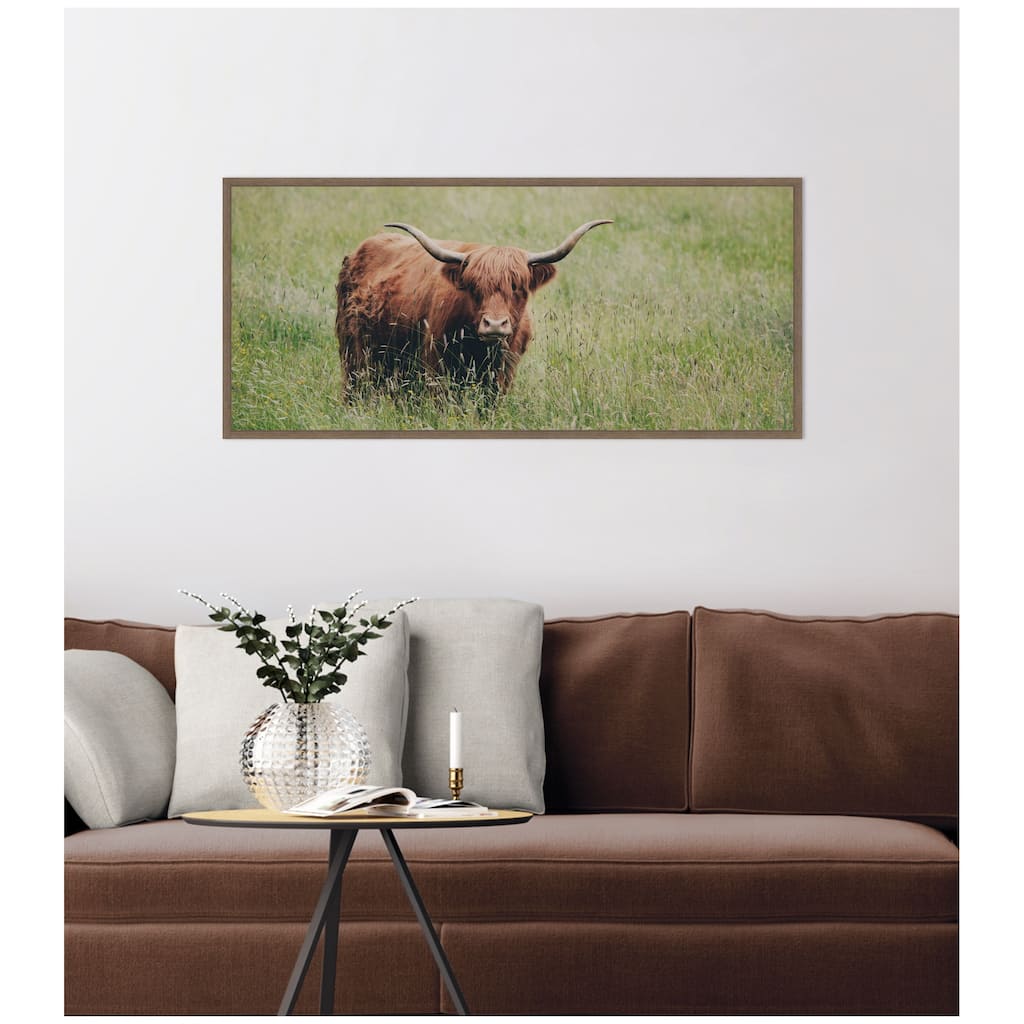 Kate and Laurel Highland Cow I by Laura Evans Framed Canvas Wall Art Print